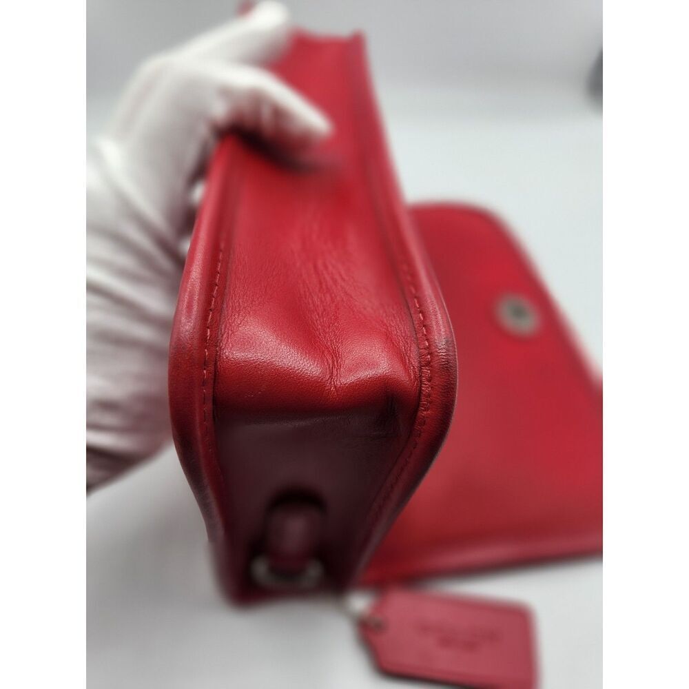 Coach Red Patchwork Turnlock Crossbody Bag Leather w/ Webbed Strap Y2K - Picture 11 of 16